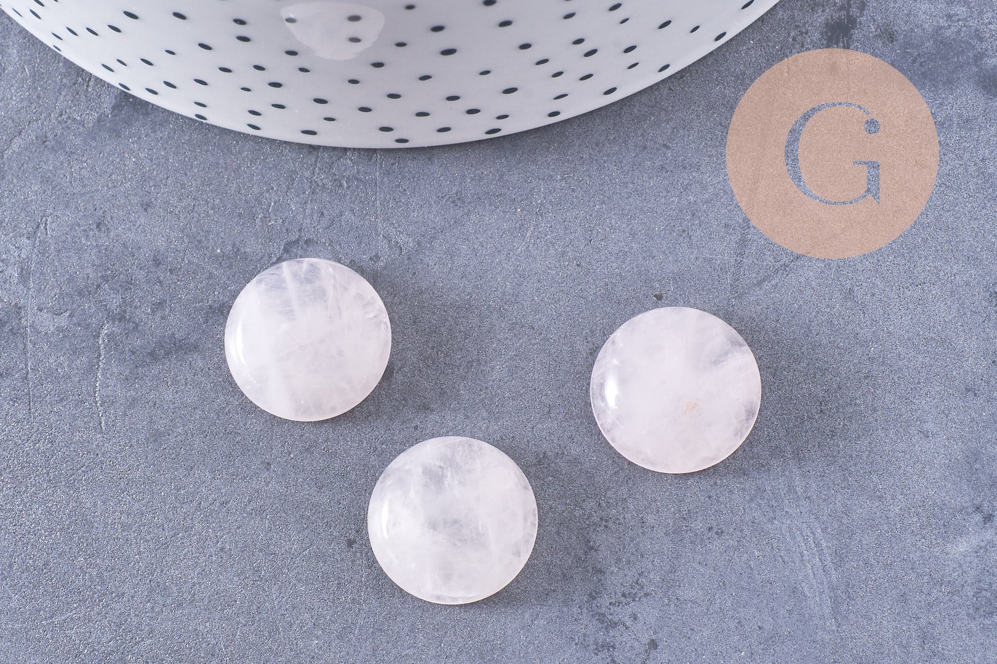 Gingerlily Cabochon Rond Quartz Rose Naturel 18 mm x1