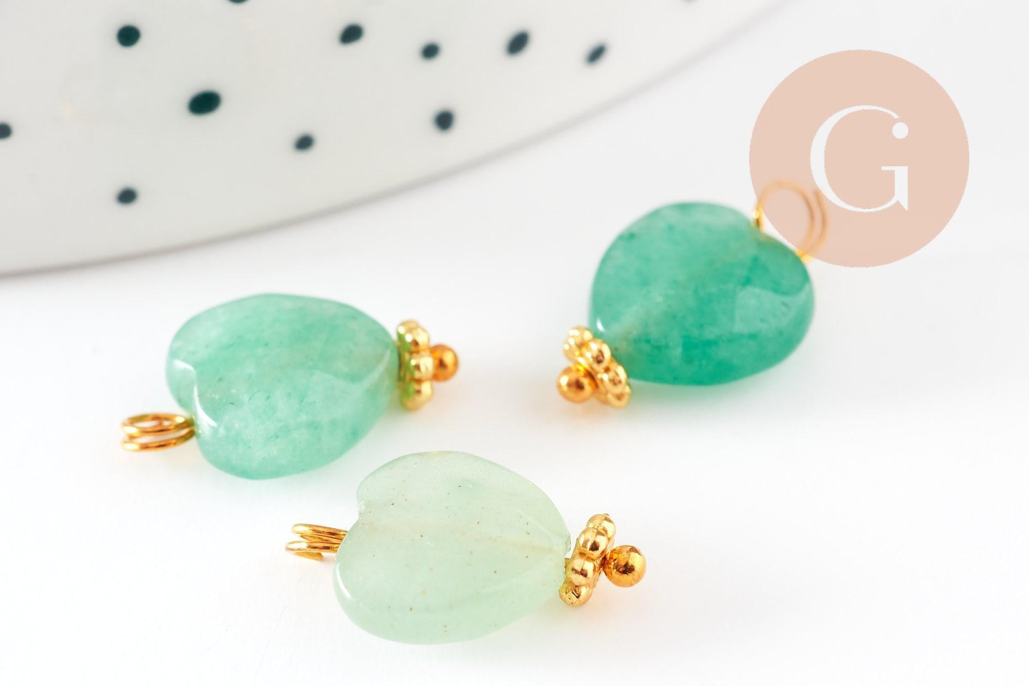 Gingerlily Pendentif coeur aventurine verte 15mm x1 doré