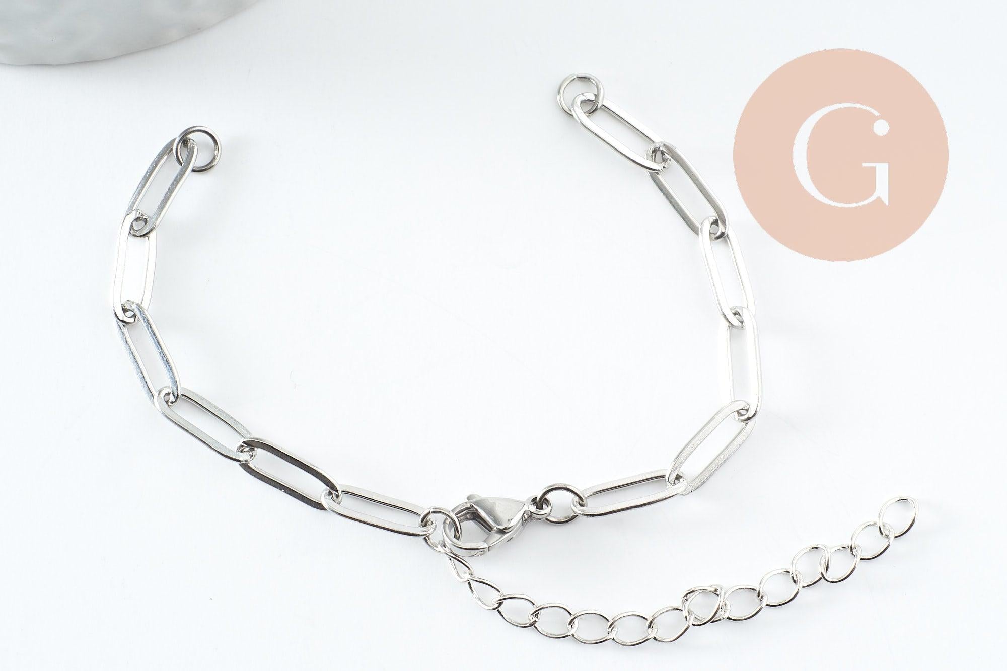 Gingerlily Apprêts base bracelet rectangle acier 14,5cm G9497