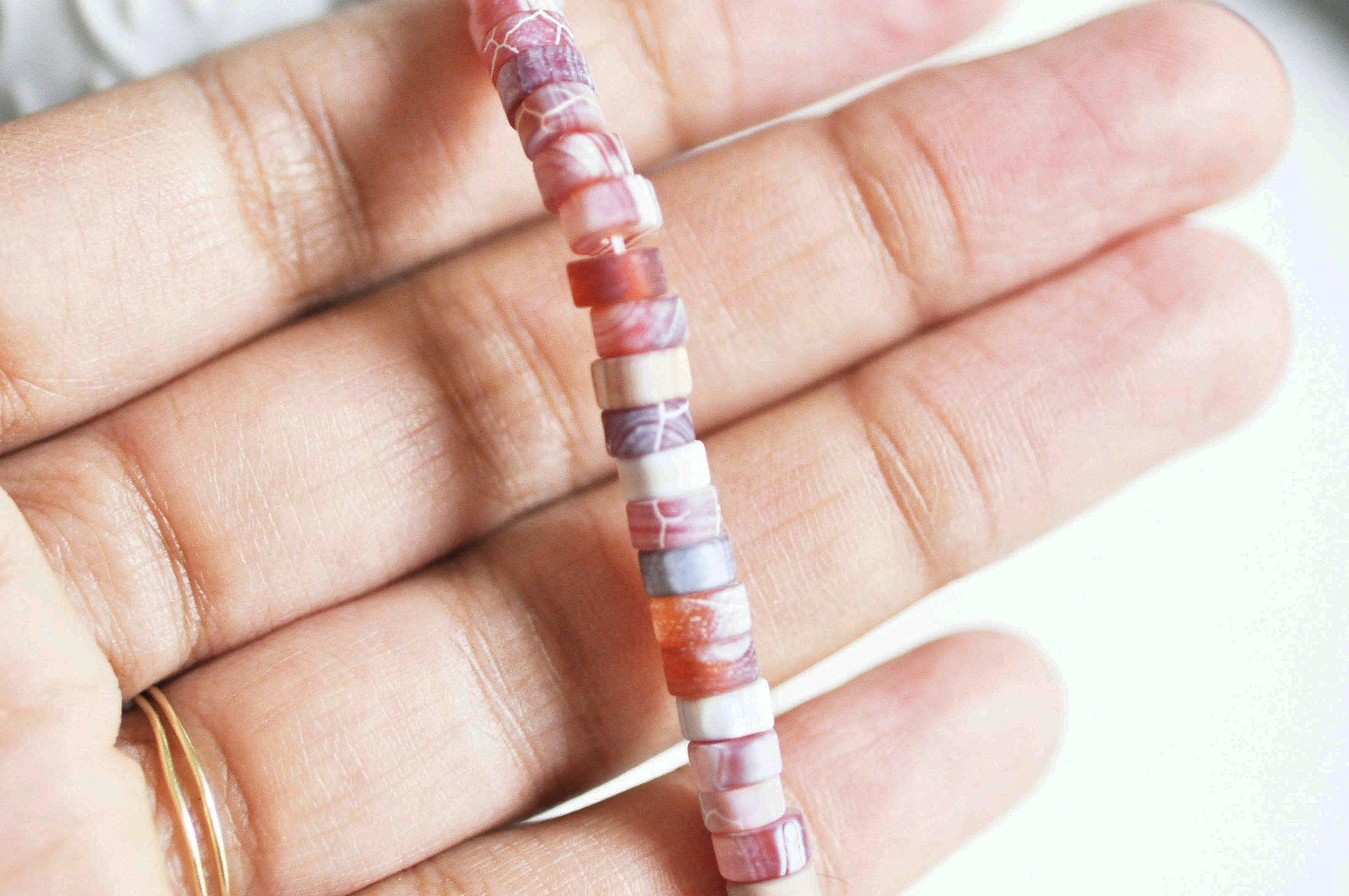 Gingerlily Perles Heishi Agate naturelle 6mm fil 115 perles