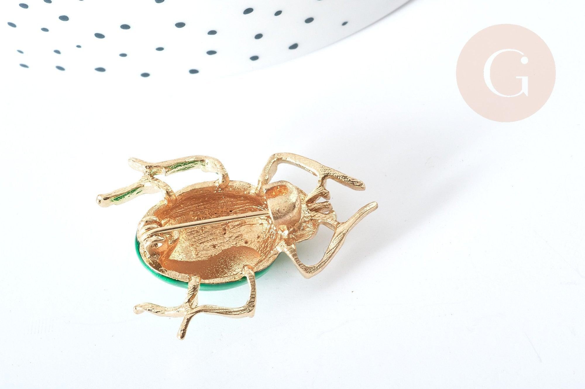 Gingerlily Broches scarabée G8066 broche émail vert 39mm