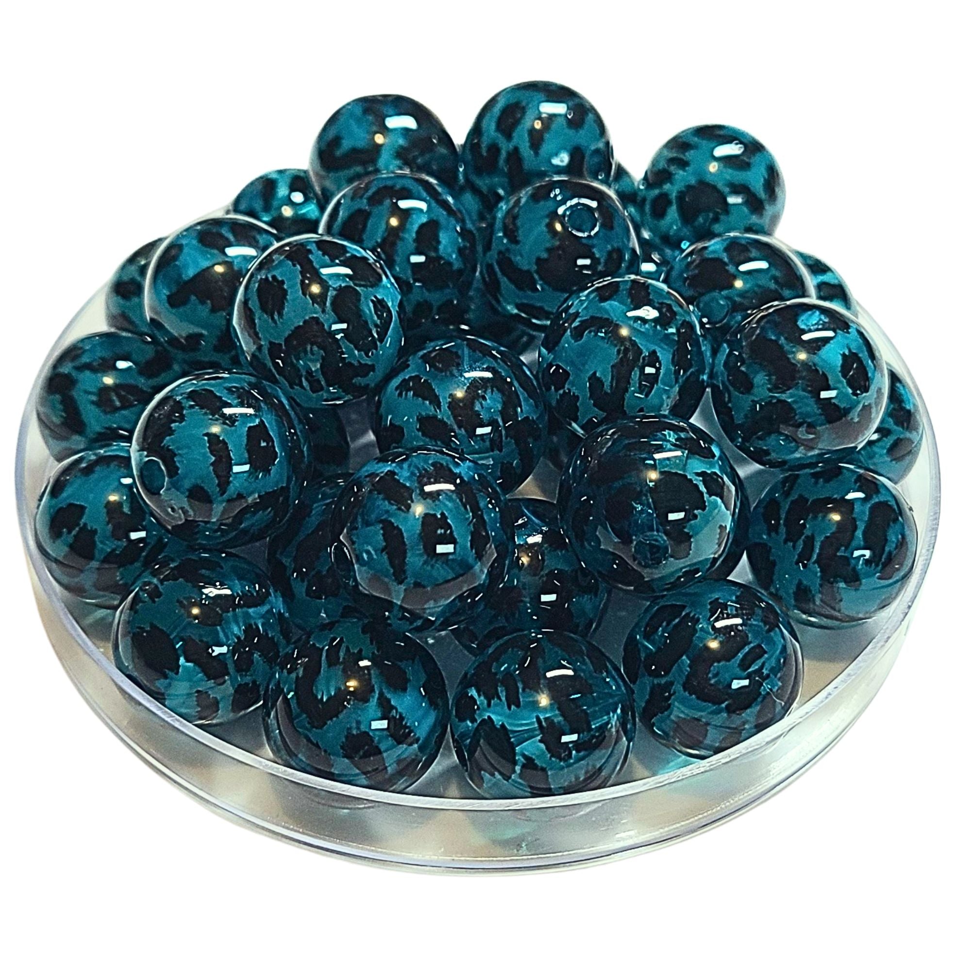 ARTSHOP 232 boules léopard teal 16MM x15 perles acrylique