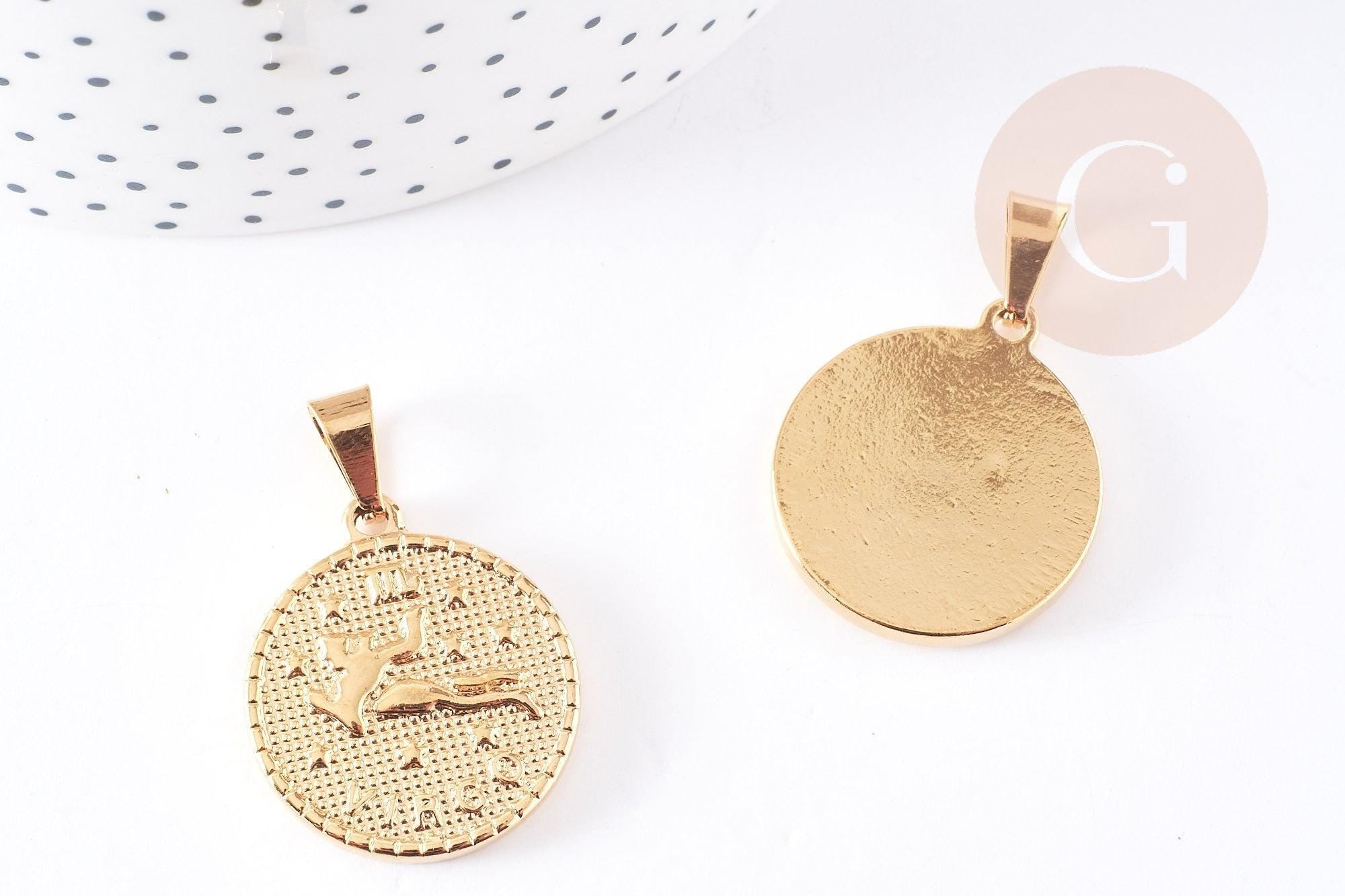 Gingerlily Bijoux G6113 médaille Vierge acier doré à graver