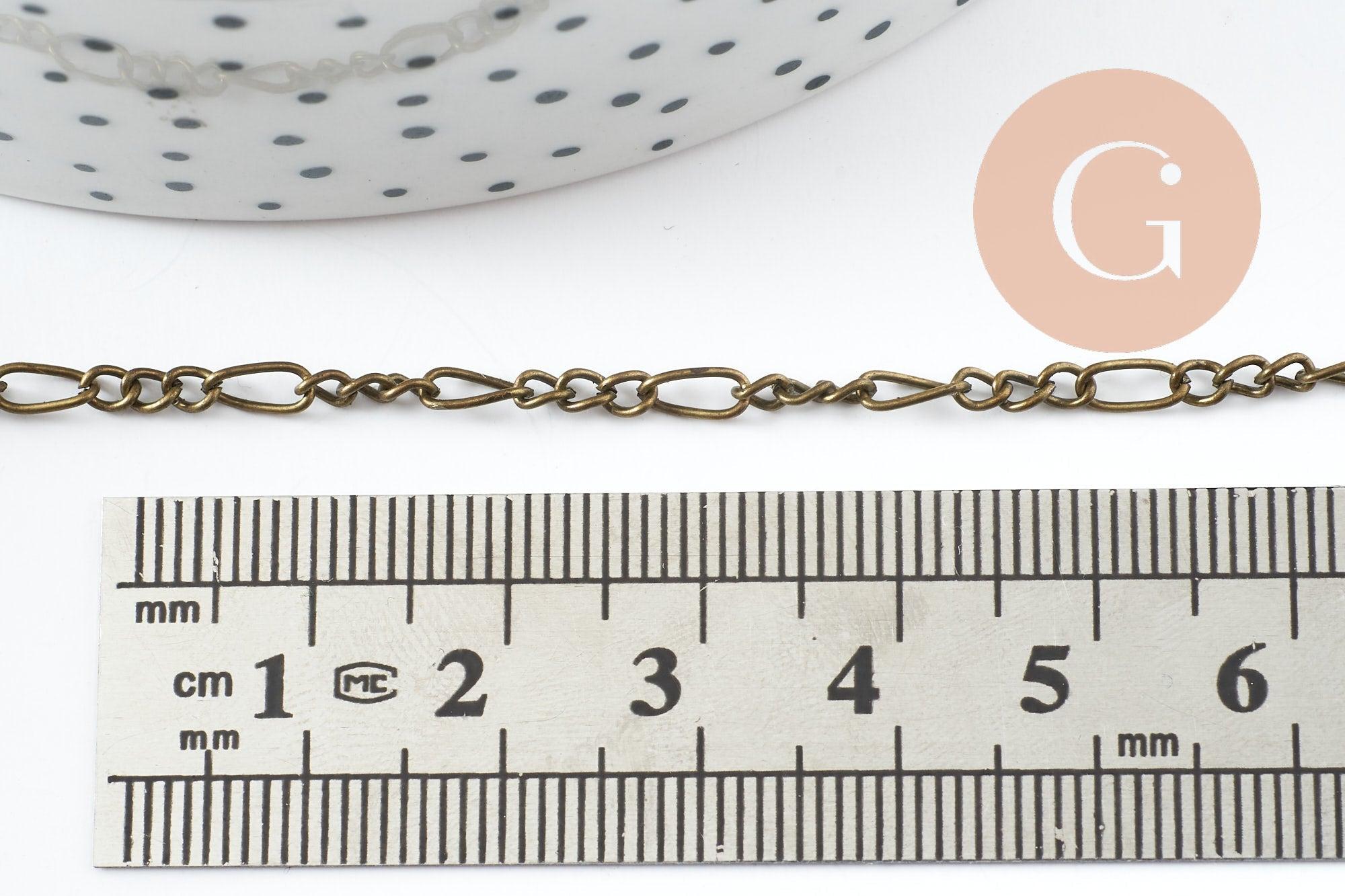 Gingerlily Chaînes maille figaro fer bronze 3-7 mm 5 m