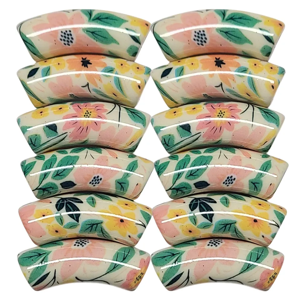 ARTSHOP Tubes DESIGN 1044 perle tube fleurs 12mm bleu x1