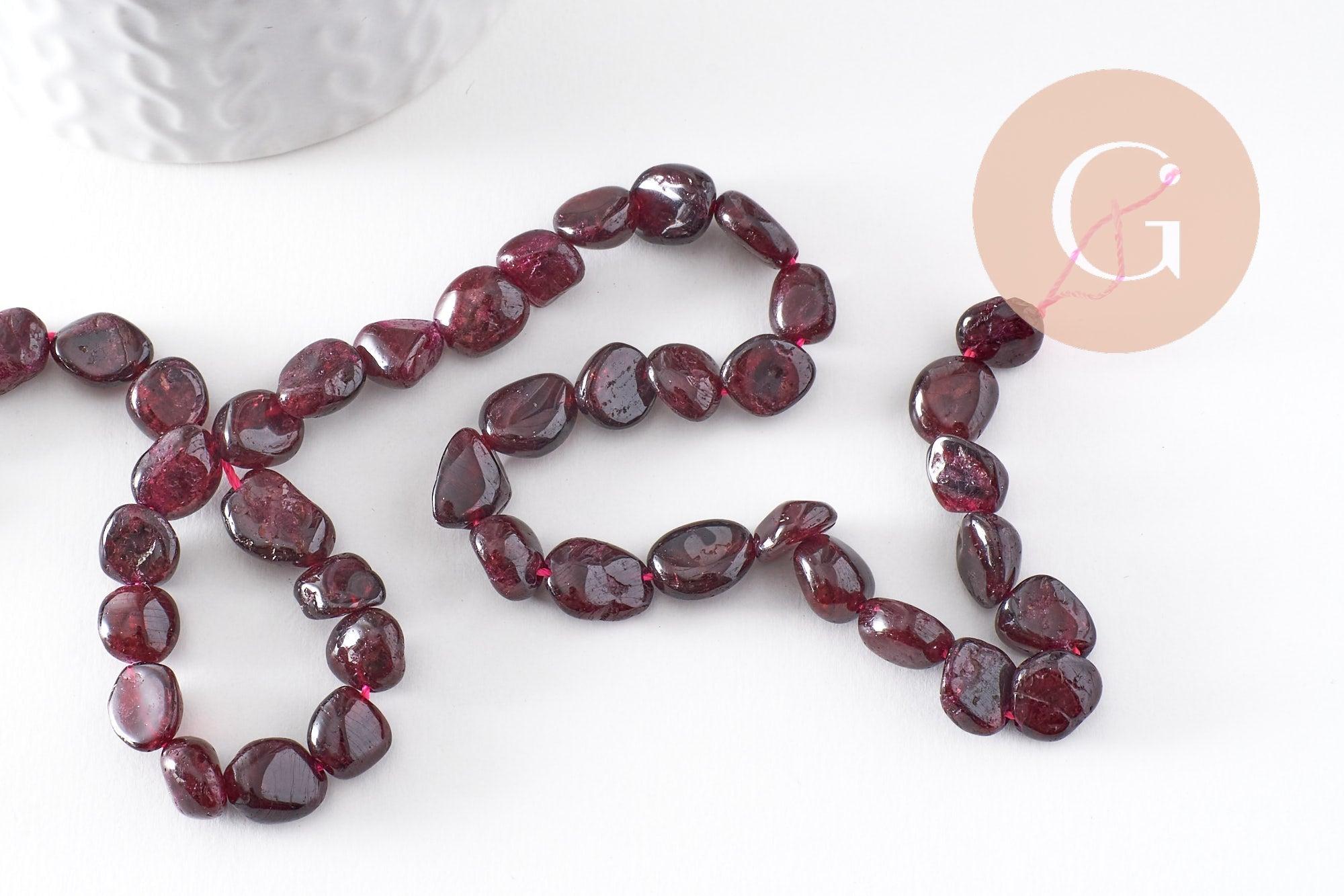 Gingerlily Perles Nuggets Grenat Naturel 8-12mm Fil 38cm
