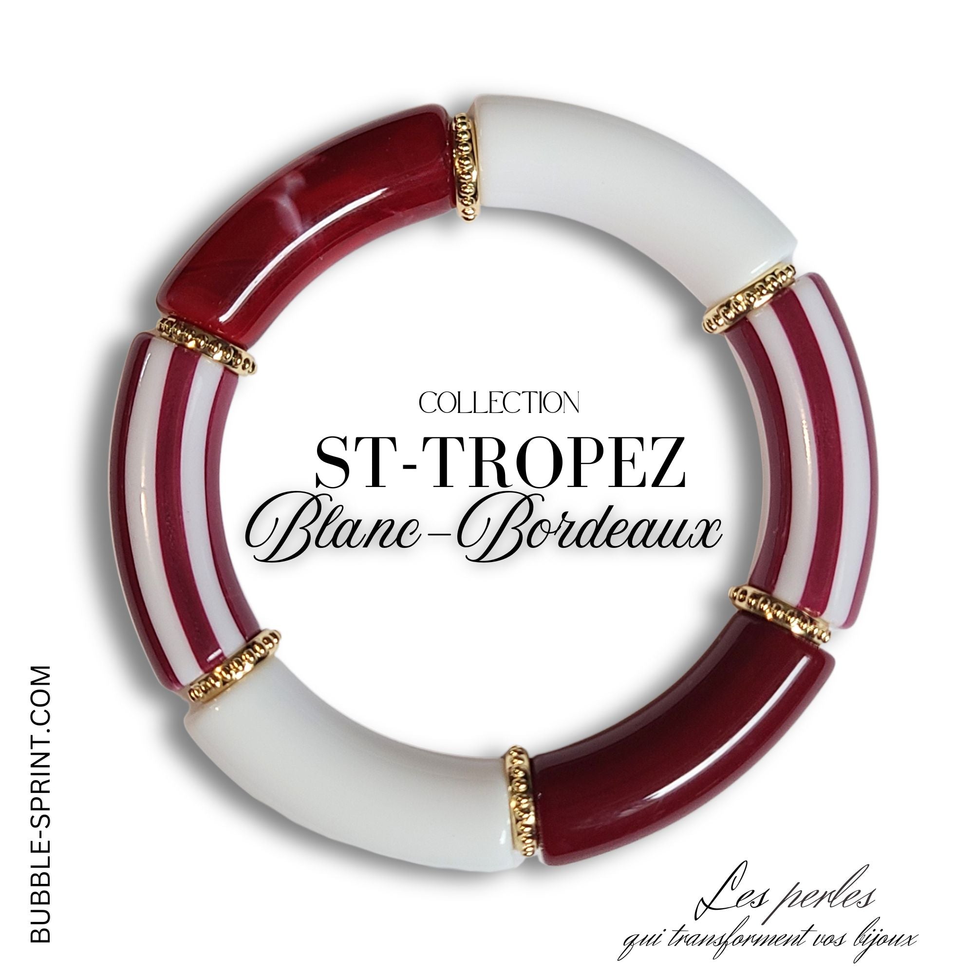 ARTSHOP St-Tropez bracelet blanc bordeaux 5,5 cm
