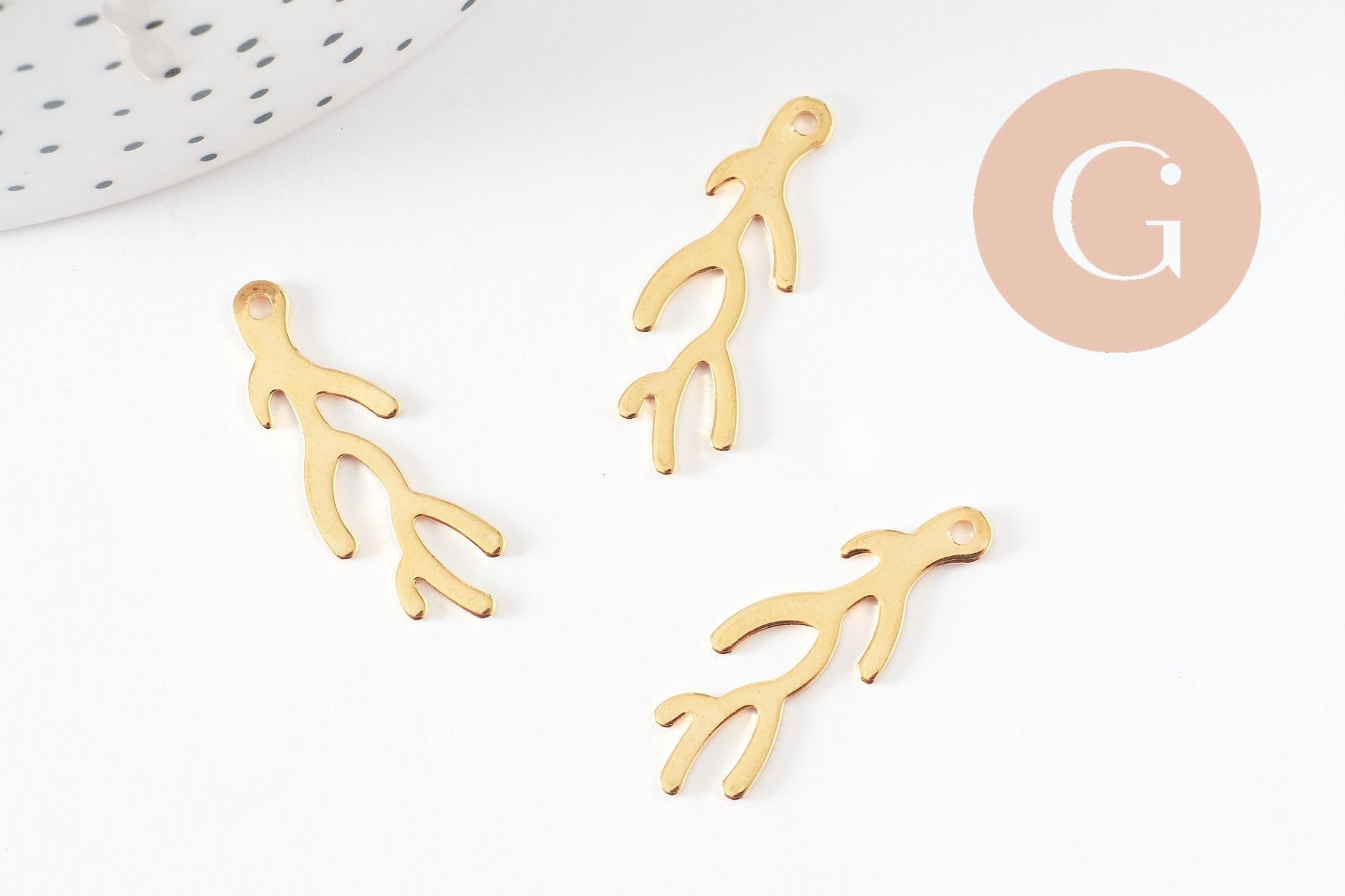 Gingerlily G9672 pendentif corail acier doré 28mm x1