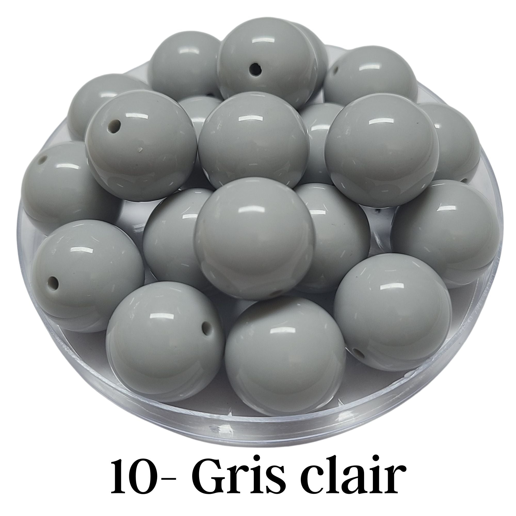 ARTSHOP Boules 20MM n°10 perle gris clair x10 résistante UV