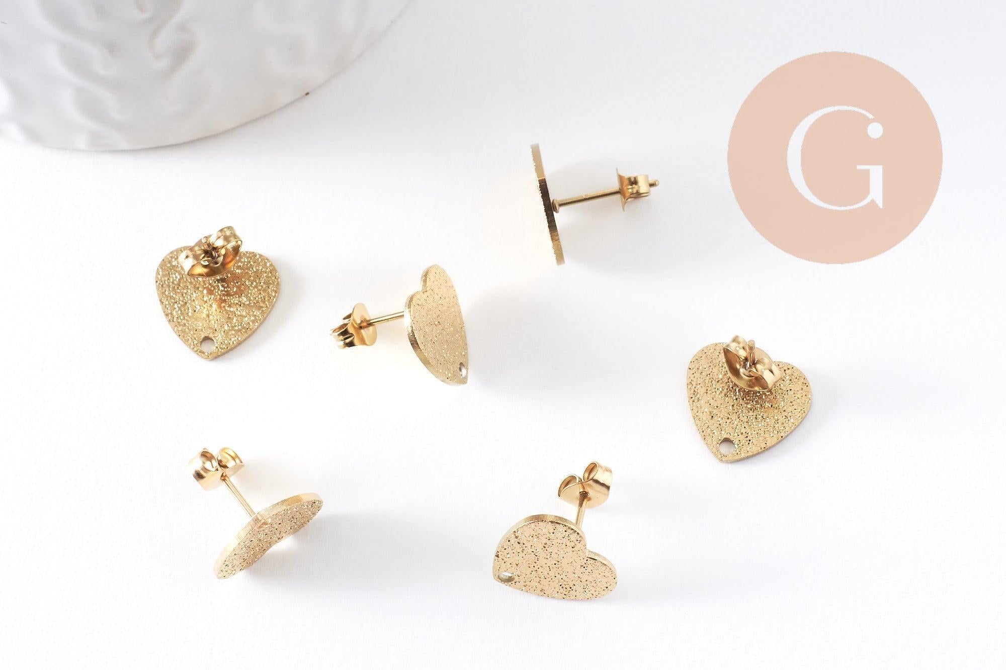 Gingerlily Apprêts G10371 puces coeur doré 13 mm la paire