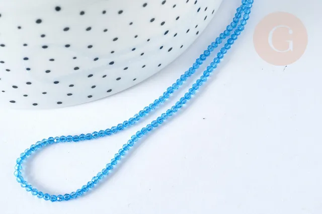 Gingerlily G7338 perle verre bleu ciel 2mm fil 37cm