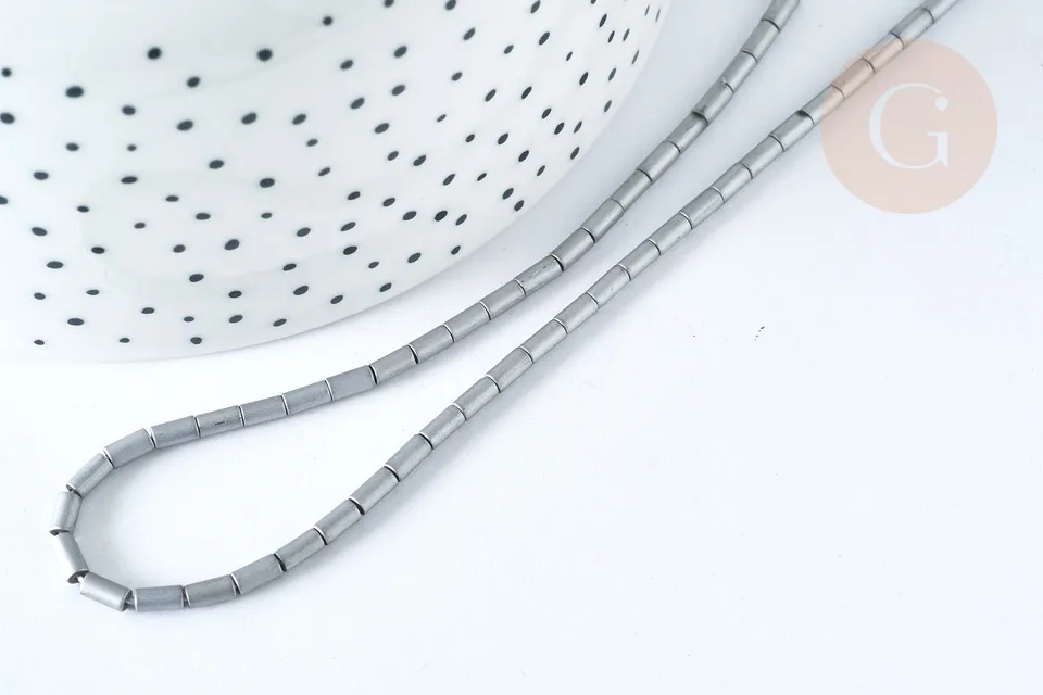 Gingerlily Perles pour bijoux DIY G7340 perles rocaille tube gris mat x75