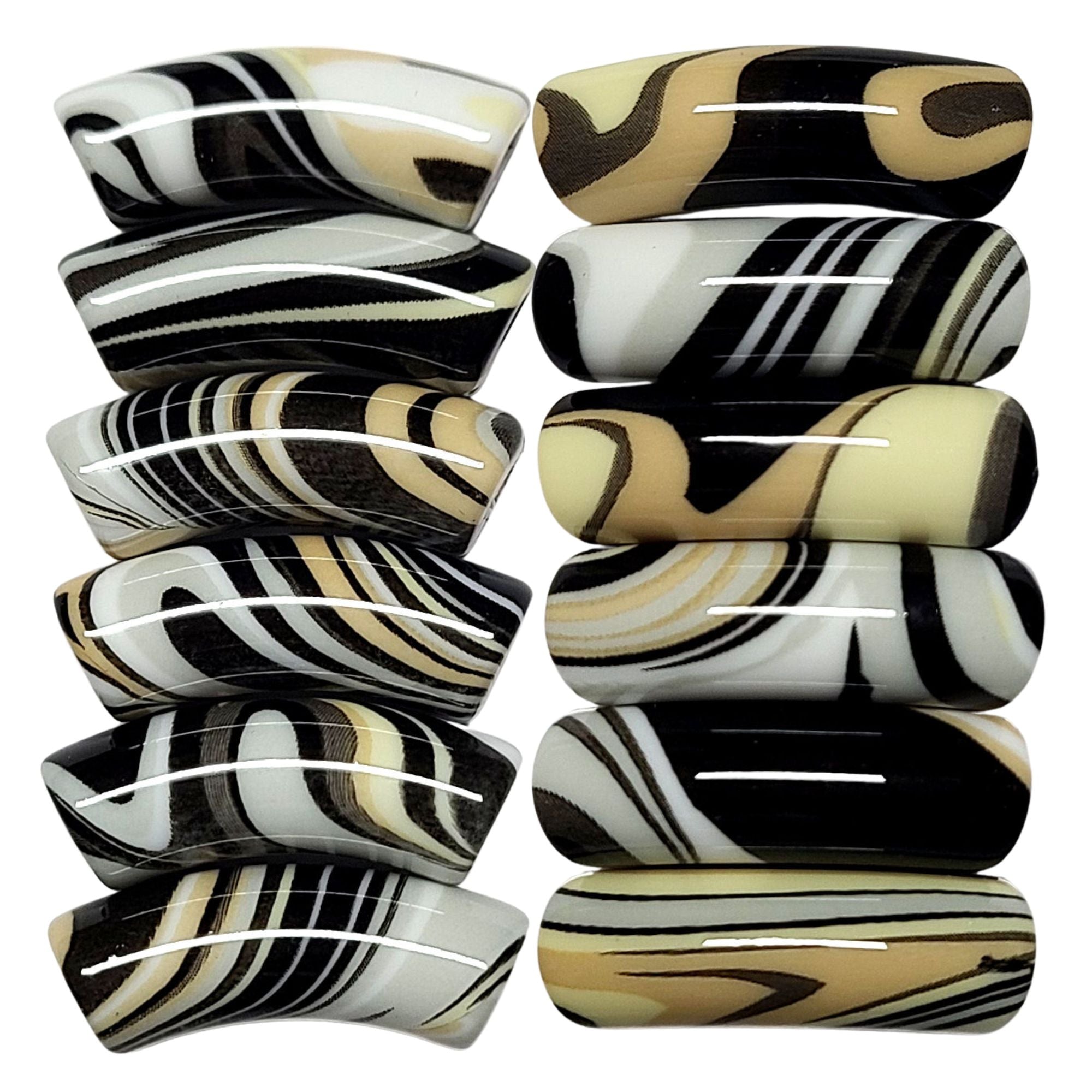 ARTSHOP Tubes DESIGN 1009 perle tube ondulé 12mm noir x1