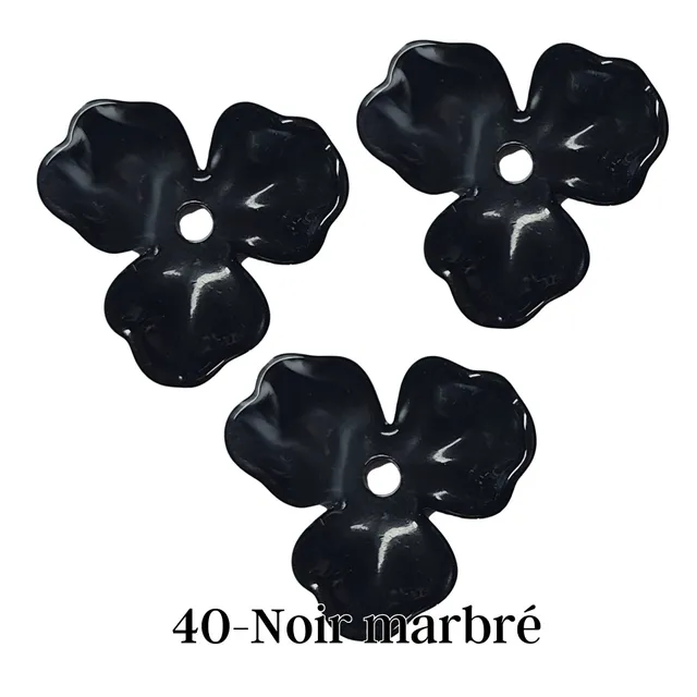 ARTSHOP Flower power 40 fleur acrylique noir marbré 20MM
