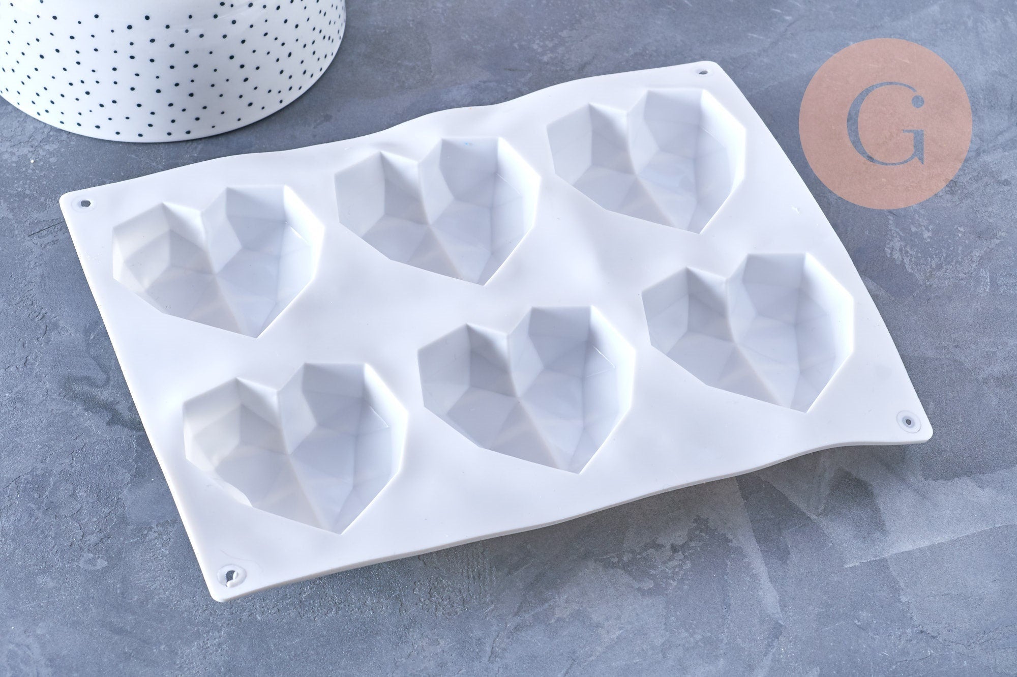 Gingerlily Moule silicone 6 coeurs 22cm résine G5944
