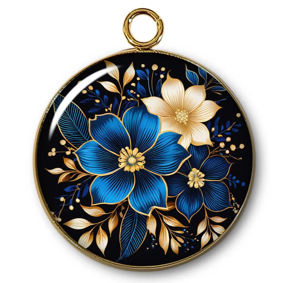 ARTSHOP Pendentifs 56 Intemporel fleurs doré x1 cabochon