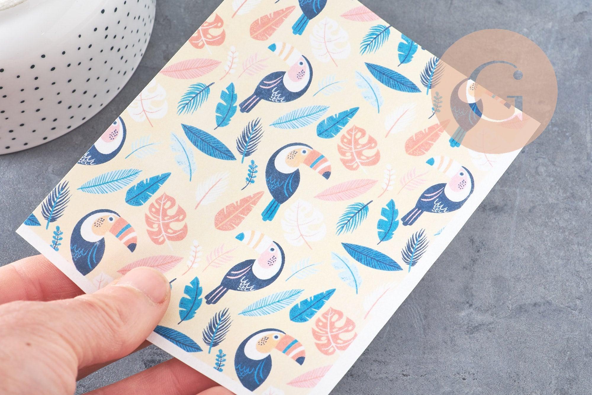 Gingerlily Pâte polymère feuille transfert toucans 14x10 cm