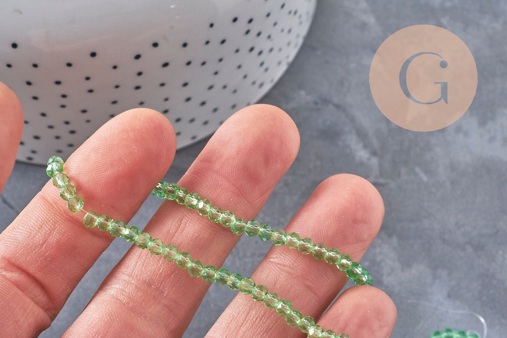 Gingerlily perles abacus cristal vert clair 3.5mm fil 29cm