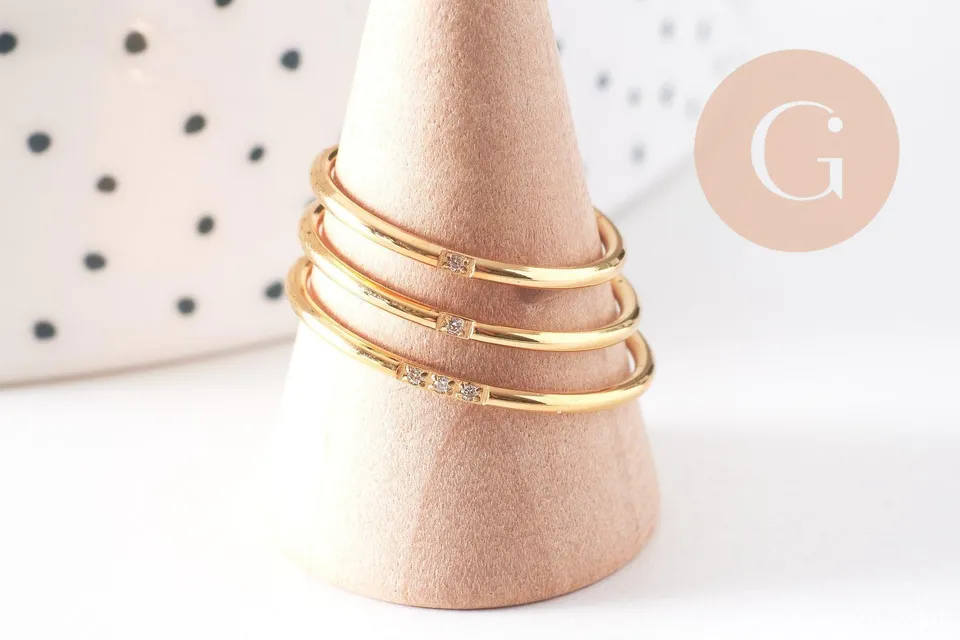 Gingerlily Apprêts G10498 bague acier doré zircons taille 8