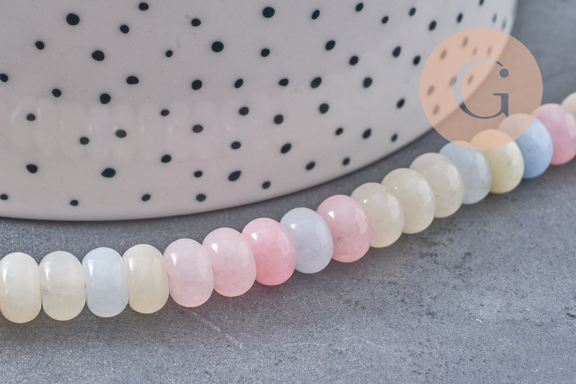 Gingerlily Perles DIY Perle rondelle jade pastel 8x5mm fil