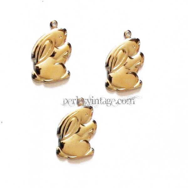 Gingerlily breloque lapin debout argenté pendentif vintage