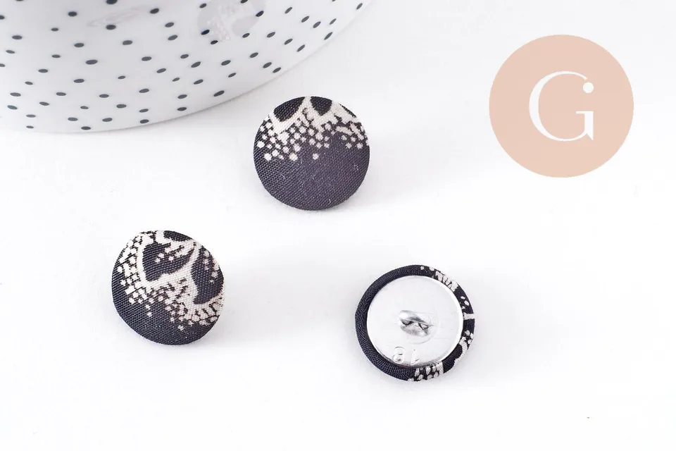 Gingerlily G10149 bouton ancien noir blanc 16mm x1
