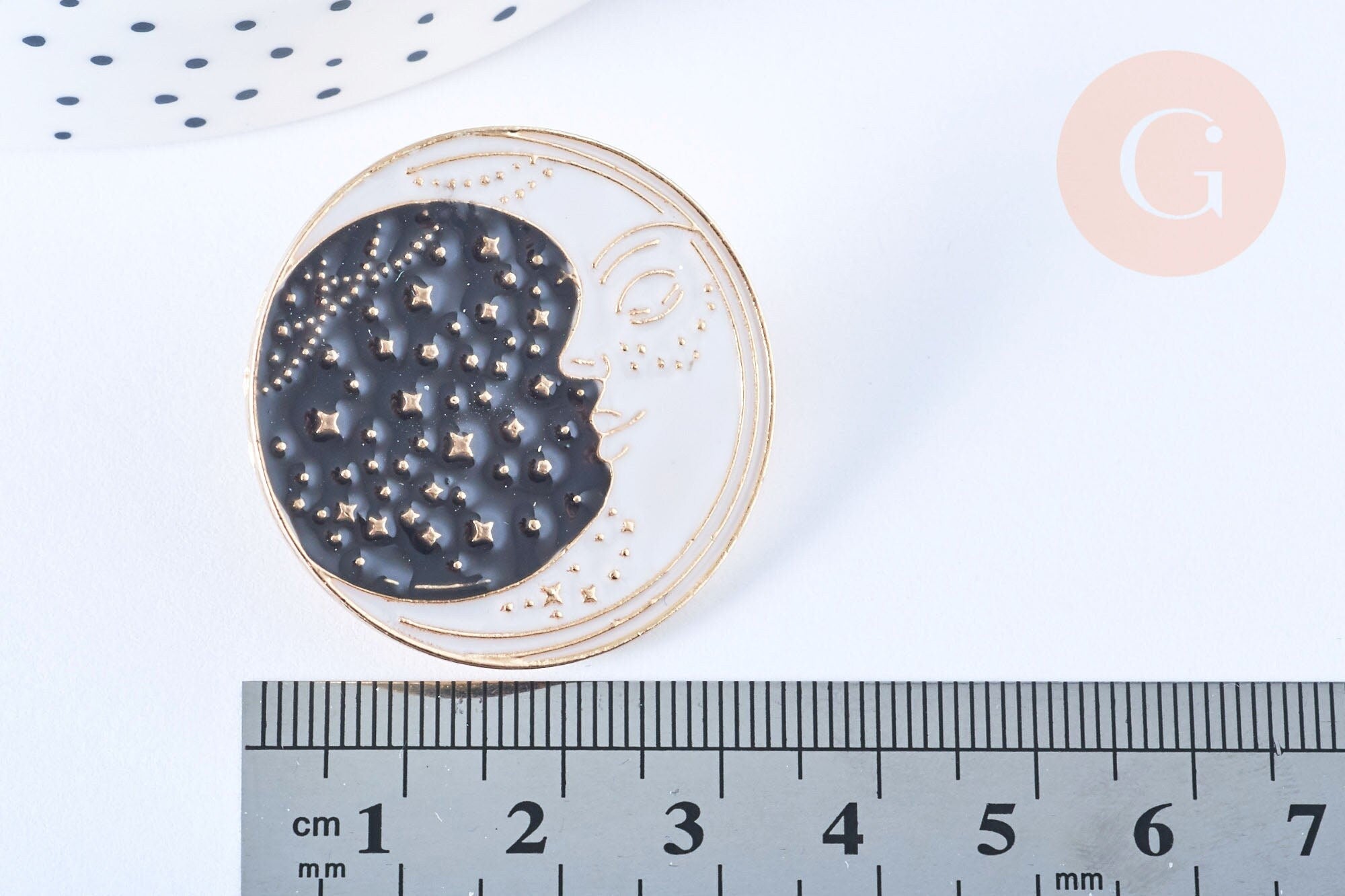 Gingerlily Broches G6628 pins lune noire dorée 35 mm