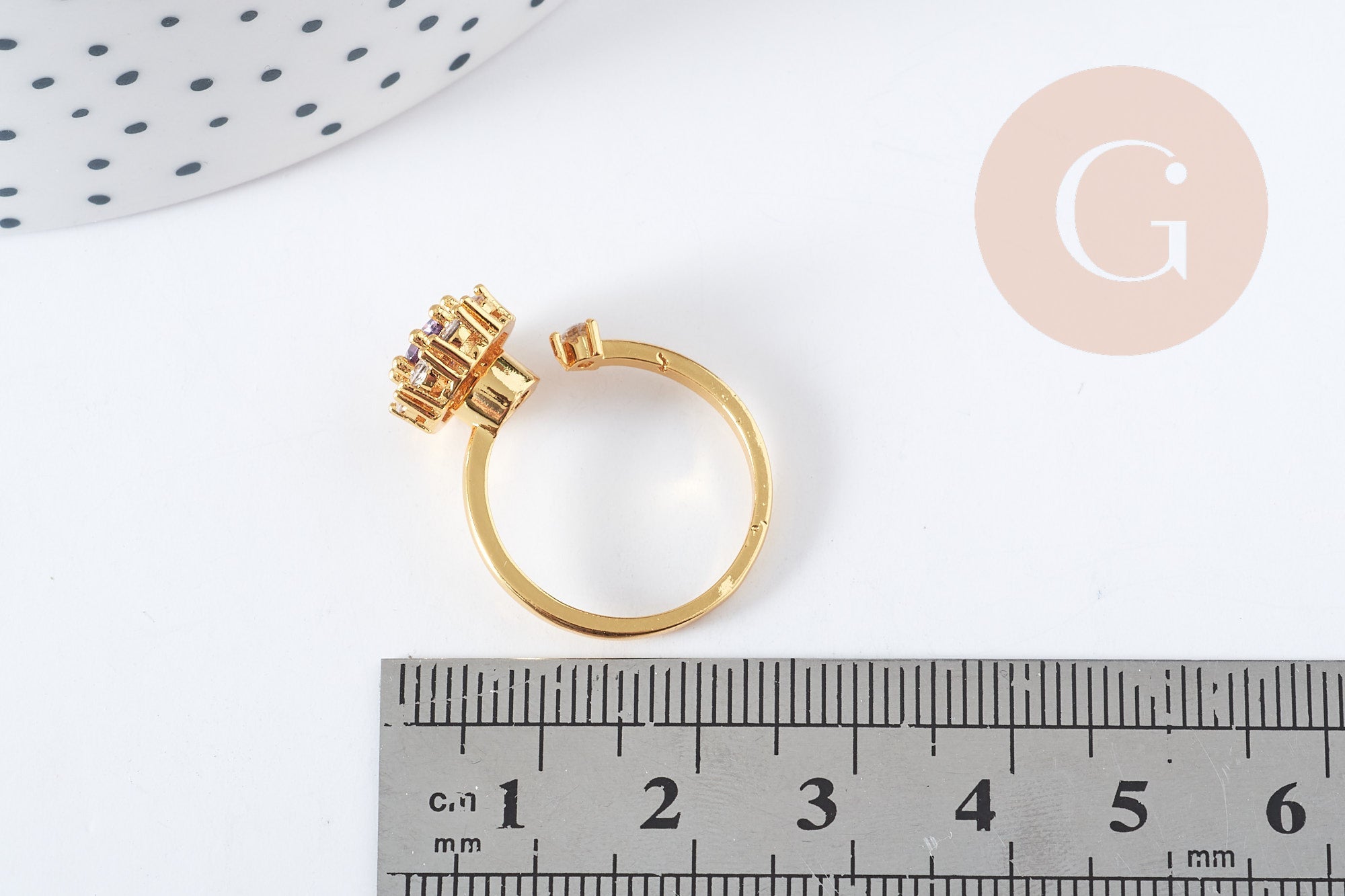 Gingerlily Apprêts bague rotative laiton doré zircons 18,5 mm x1