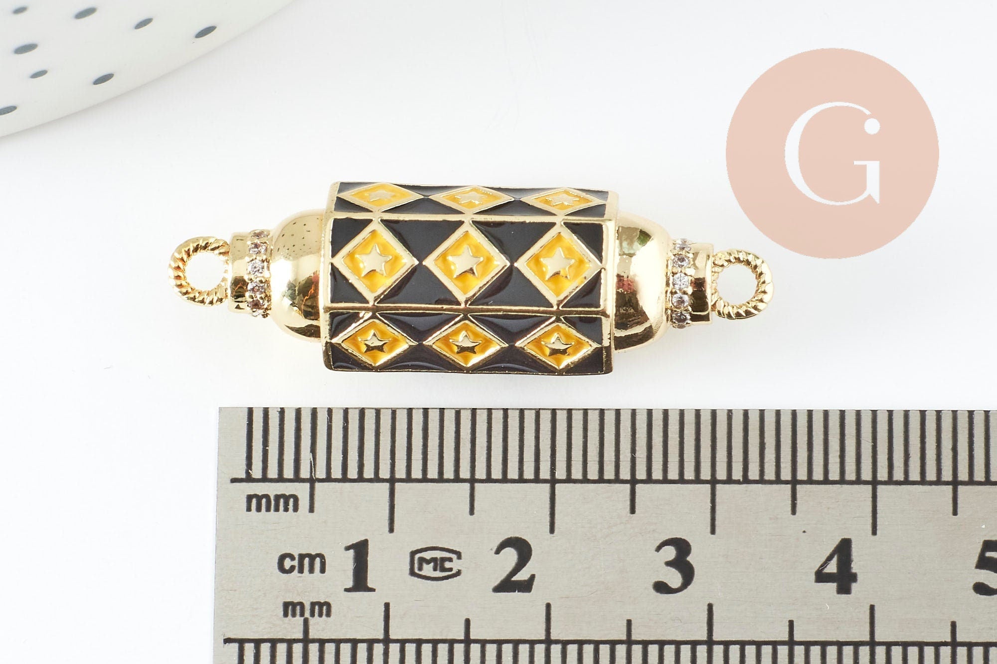 Gingerlily Pendentifs DIY G9433 tube talisman damier 34mm
