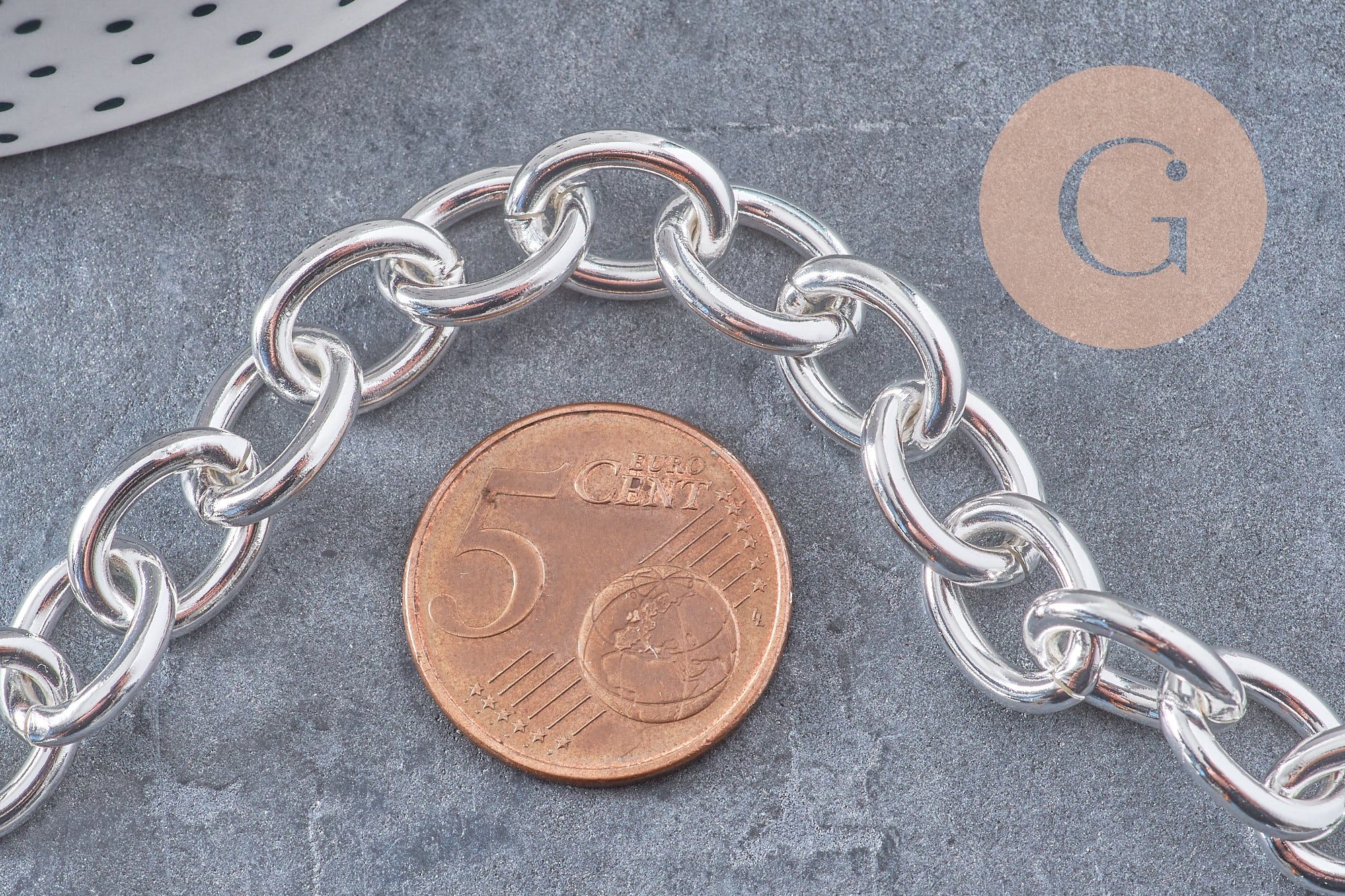 Gingerlily G10922 bracelet grosse maille acier inox argenté 20,4cm
