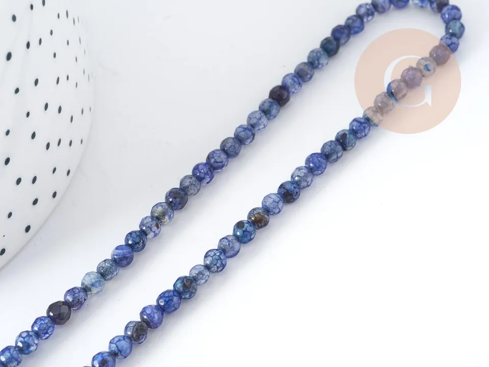 Gingerlily agate G8978 perles pierre bleue 4 mm fil 37 cm