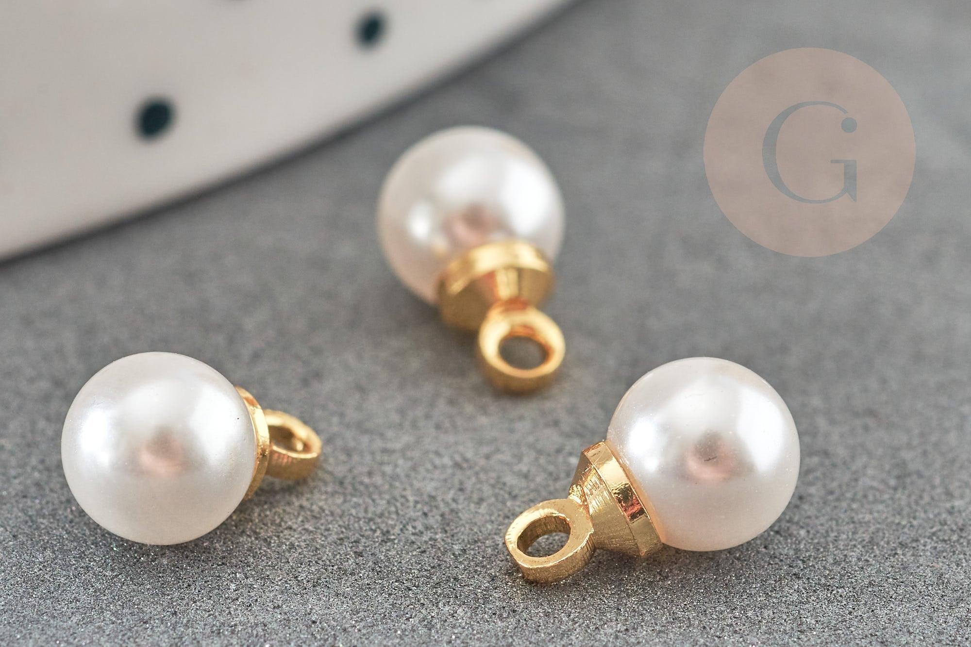 Gingerlily Pendentifs bijoux DIY G9365 pendentif perle blanche 10mm x2