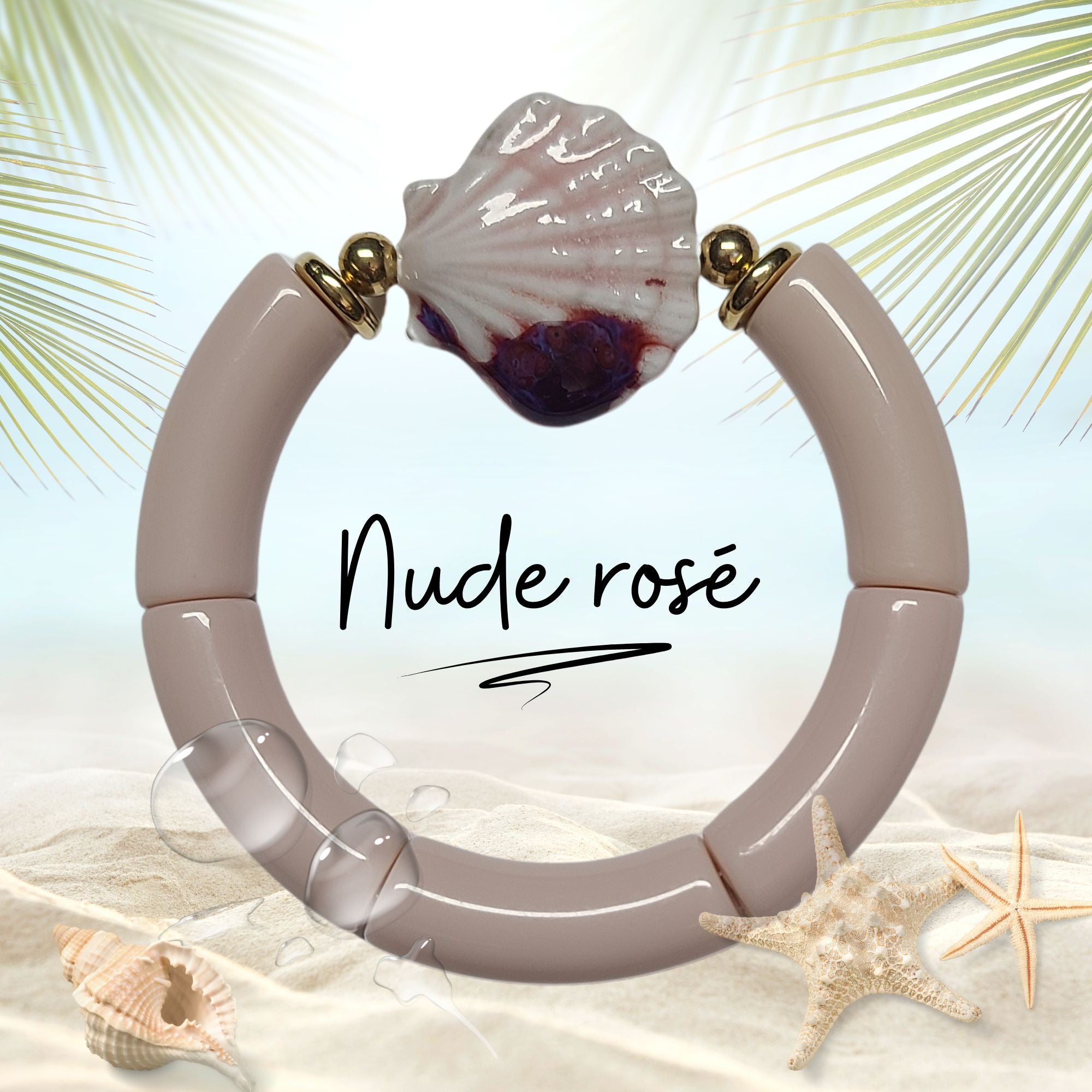 Artshop Strass Coquillage Céramique Nude Rosé 30MM x1