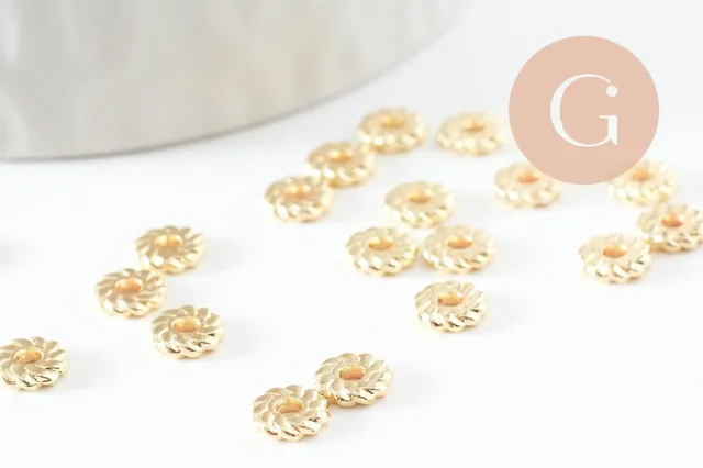 Gingerlily Perles G9545 rondelle striée dorée 6mm lot 20