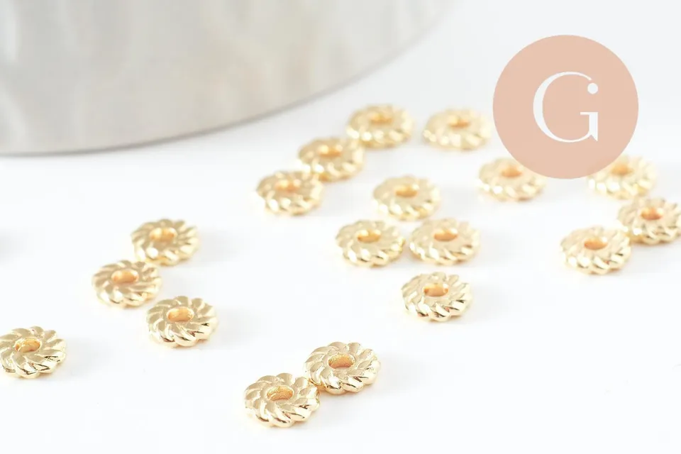 Gingerlily Perles G9545 rondelle striée dorée 6mm lot 20