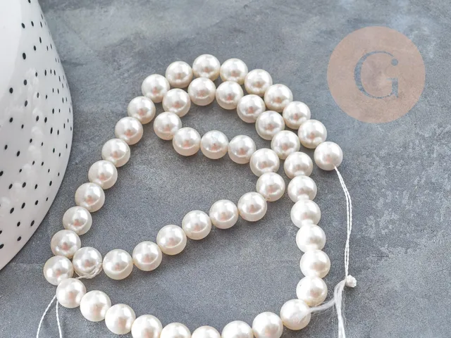 Gingerlily Perles perles rondes nacre blanche 8mm fil 40cm