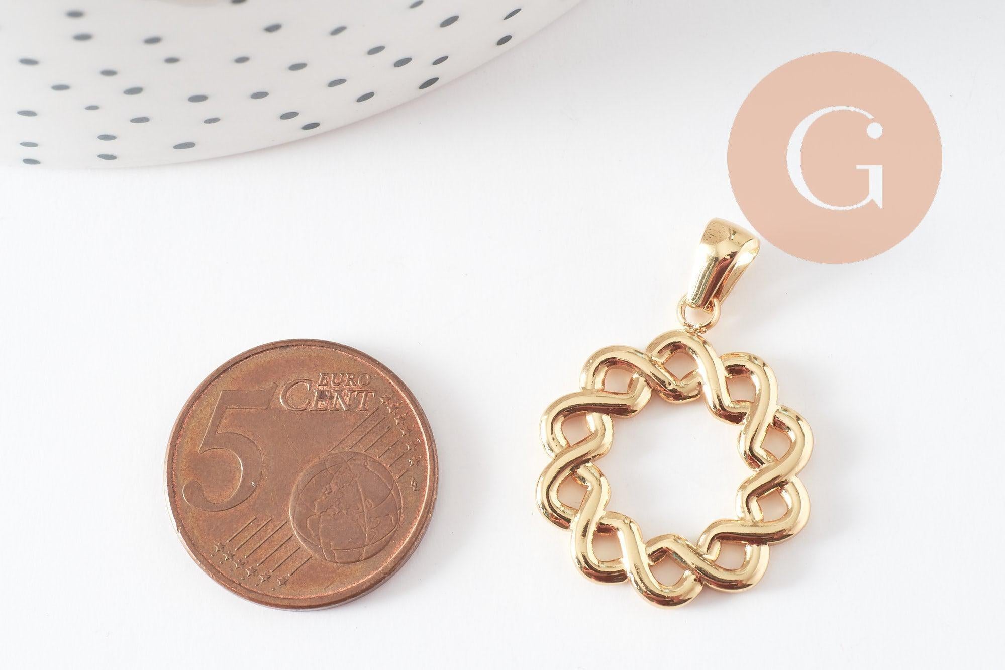 Gingerlily Pendentifs G10192 pendentif rond tressé doré 25mm