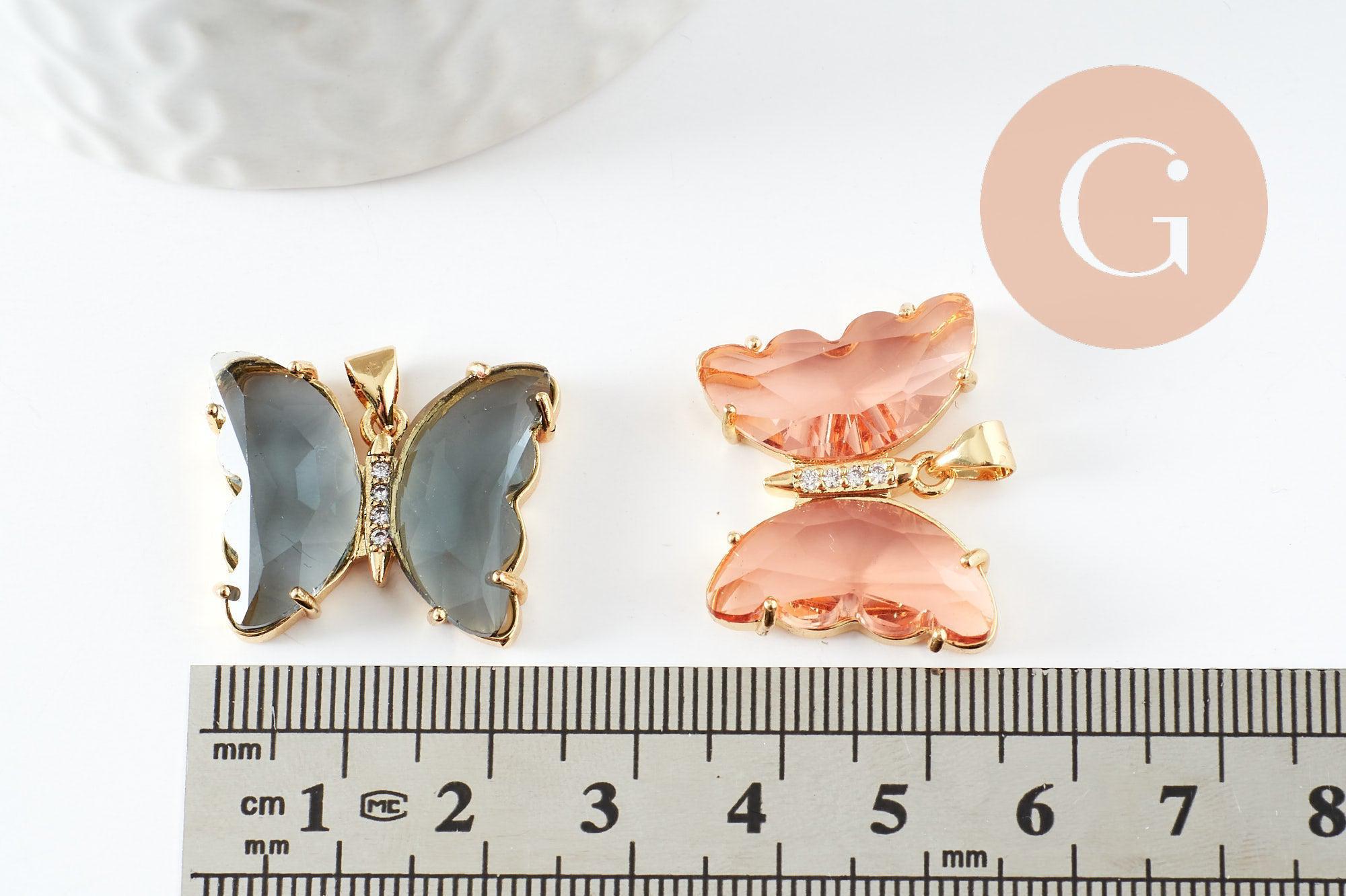Gingerlily pendentif papillon cristal doré 26,5 mm