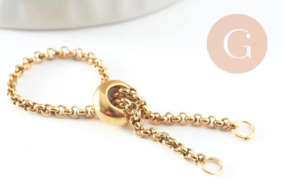 Gingerlily Bague chaîne acier doré réglable 28mm G9423