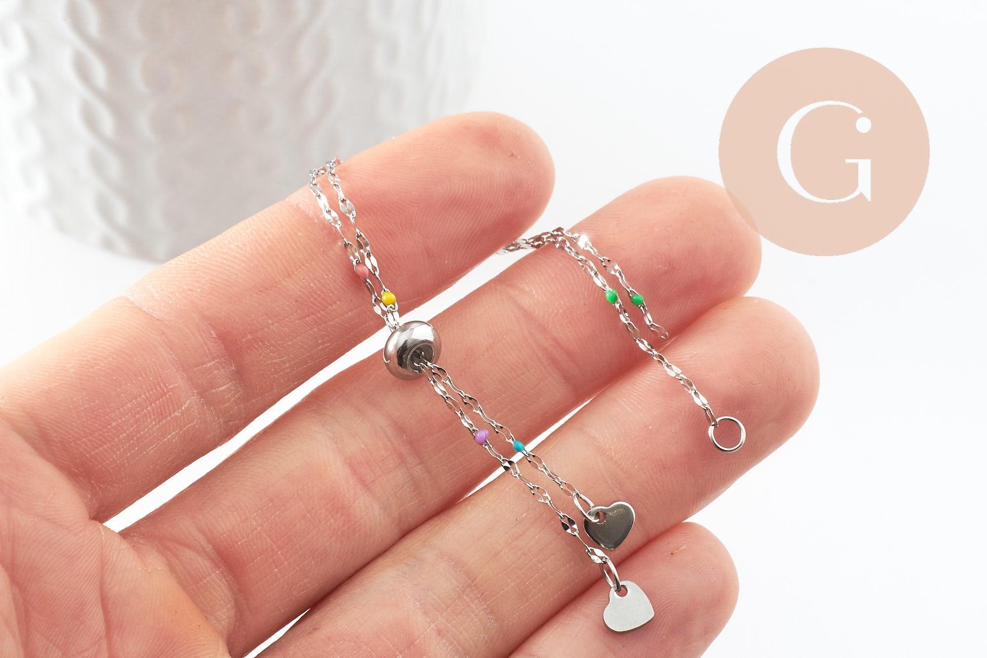 Gingerlily Apprêts base bracelet G9681 résine noire 23cm acier