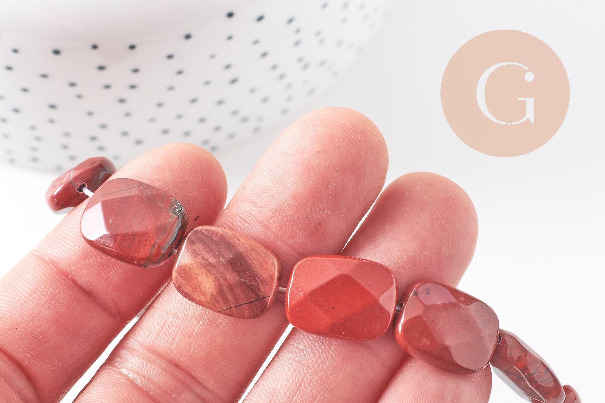 Gingerlily Jaspe Rouge Rectangle 12mm Fil 21cm Perles