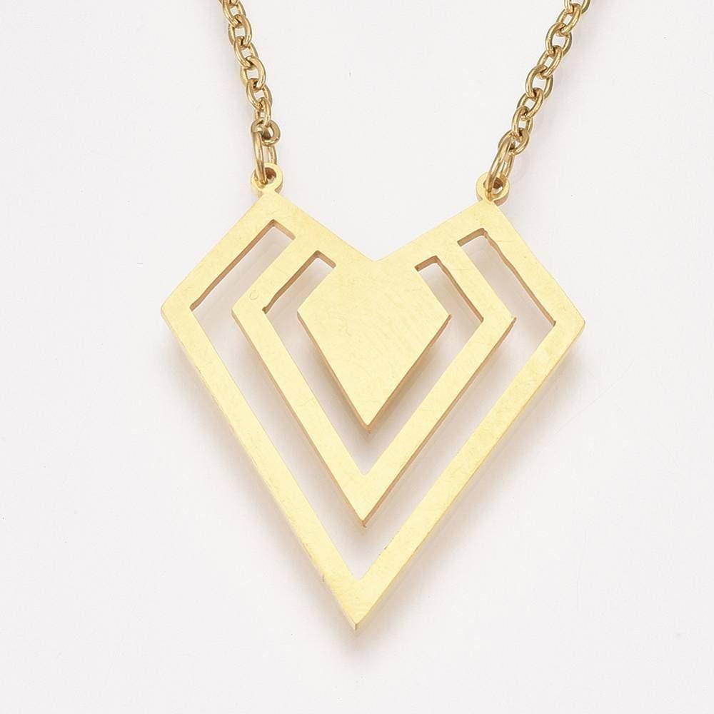 Gingerlily Chaînes collier acier doré diamant 45cm sans nickel