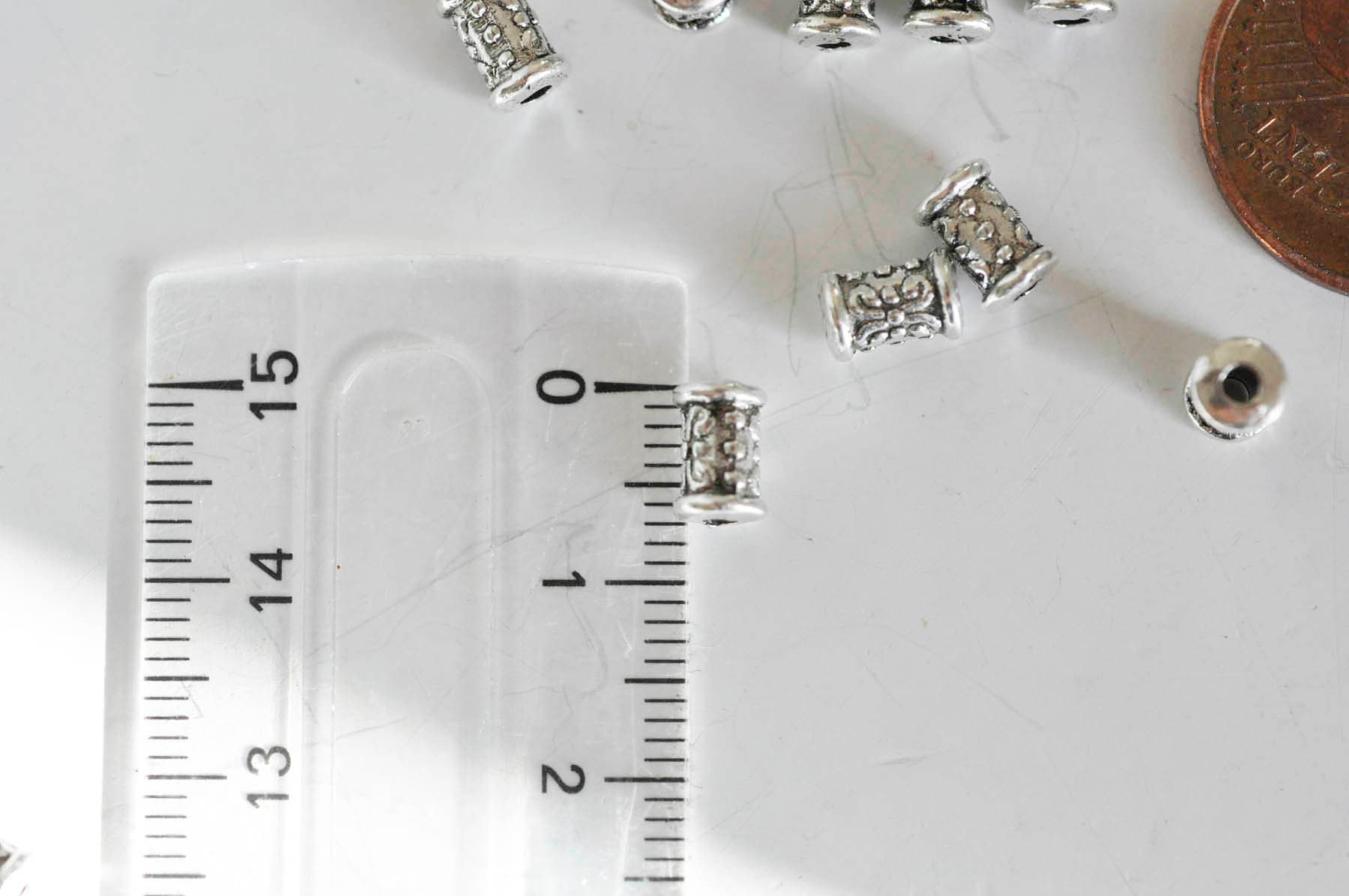Gingerlily perle tube argent gravé 7mm x10