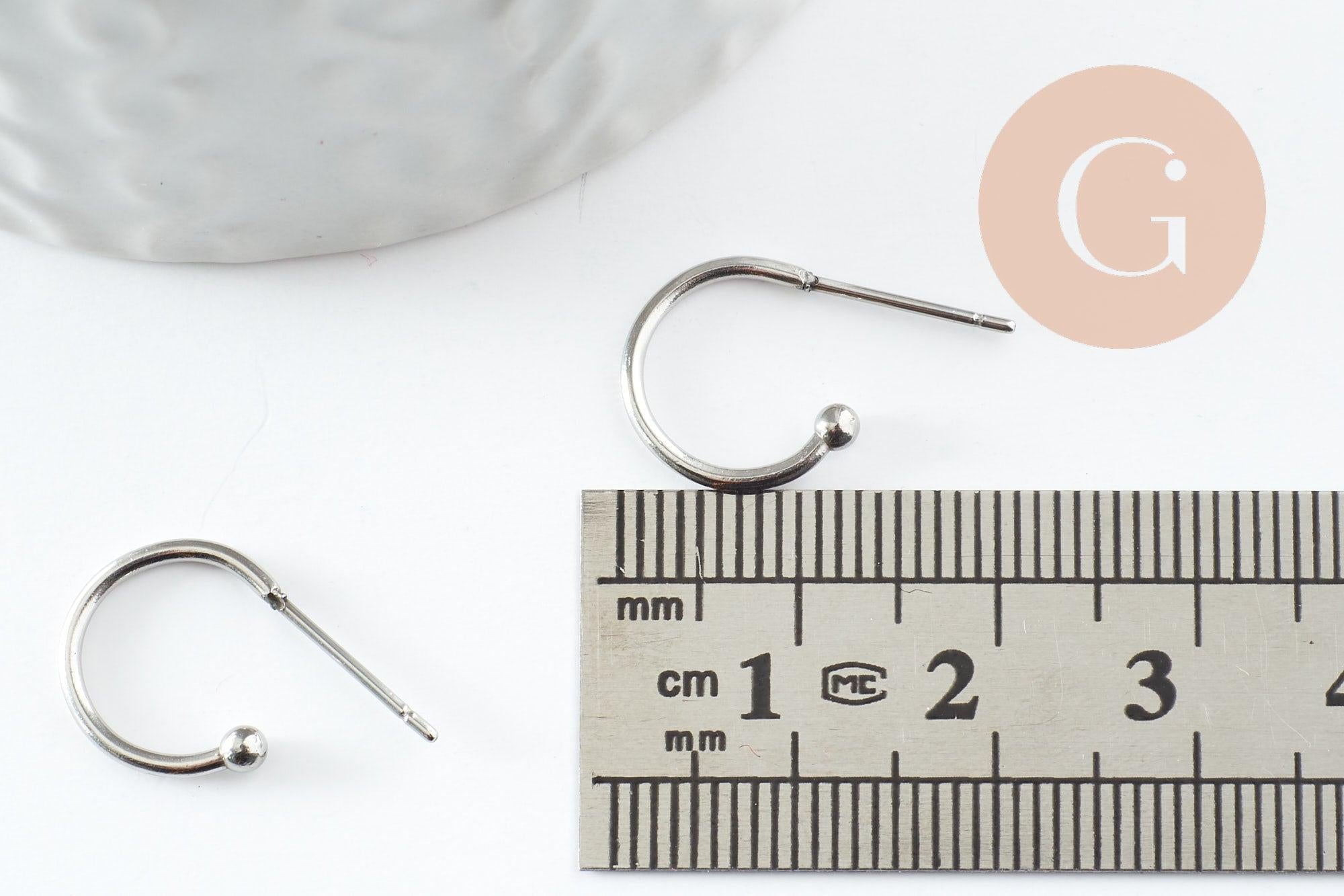 Gingerlily G9527 clous-puces créole acier platine 18,5mm x2
