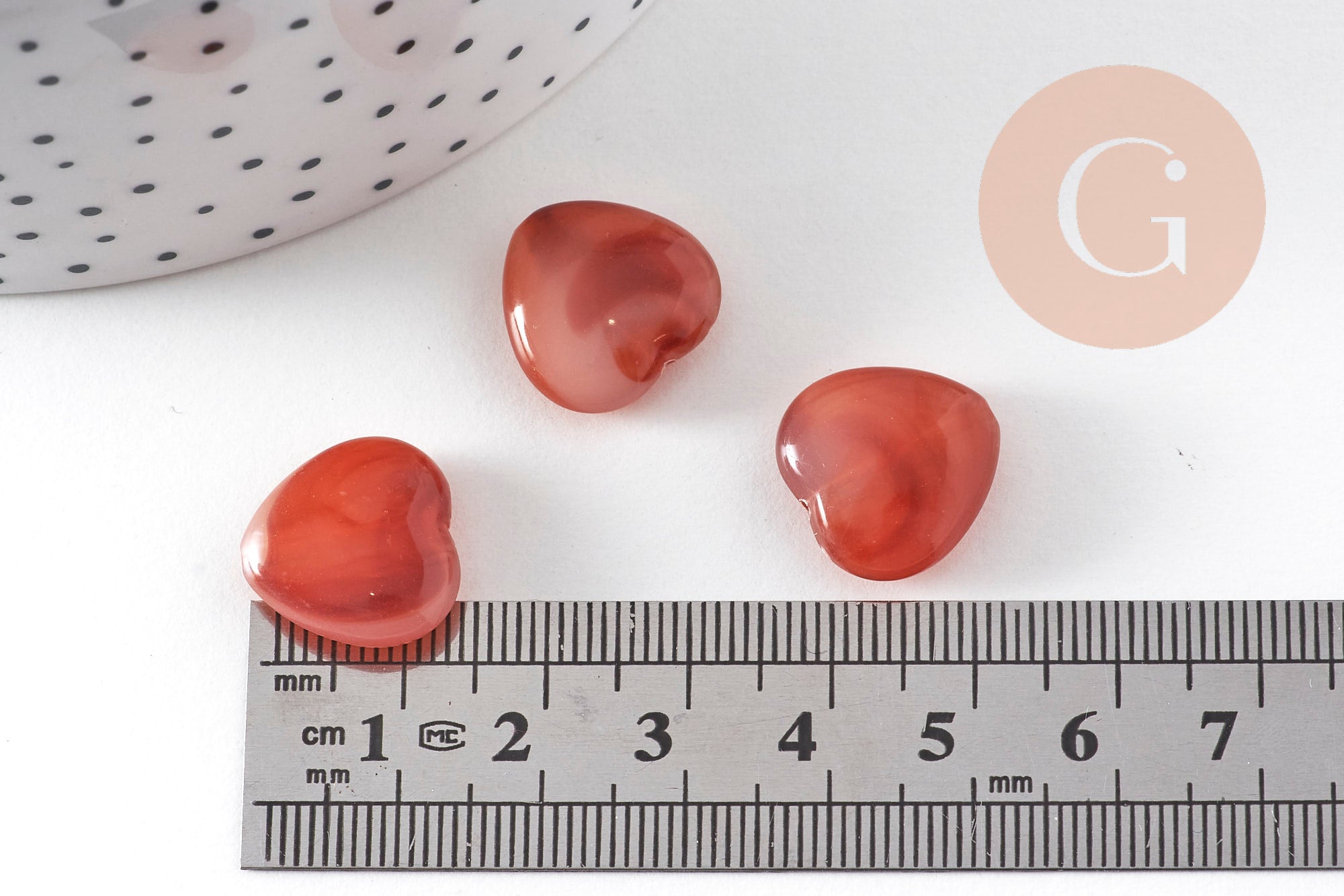 Gingerlily Perles coeur acrylique ambre marron 15mm x10