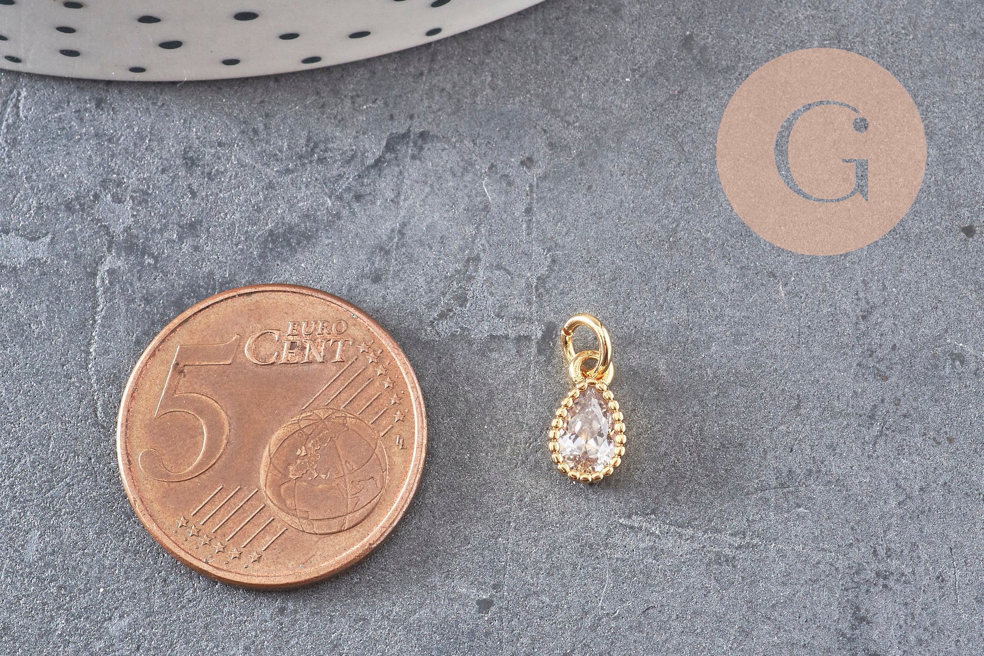 Gingerlily G9673 pendentif goutte laiton doré zircon blanc 10mm