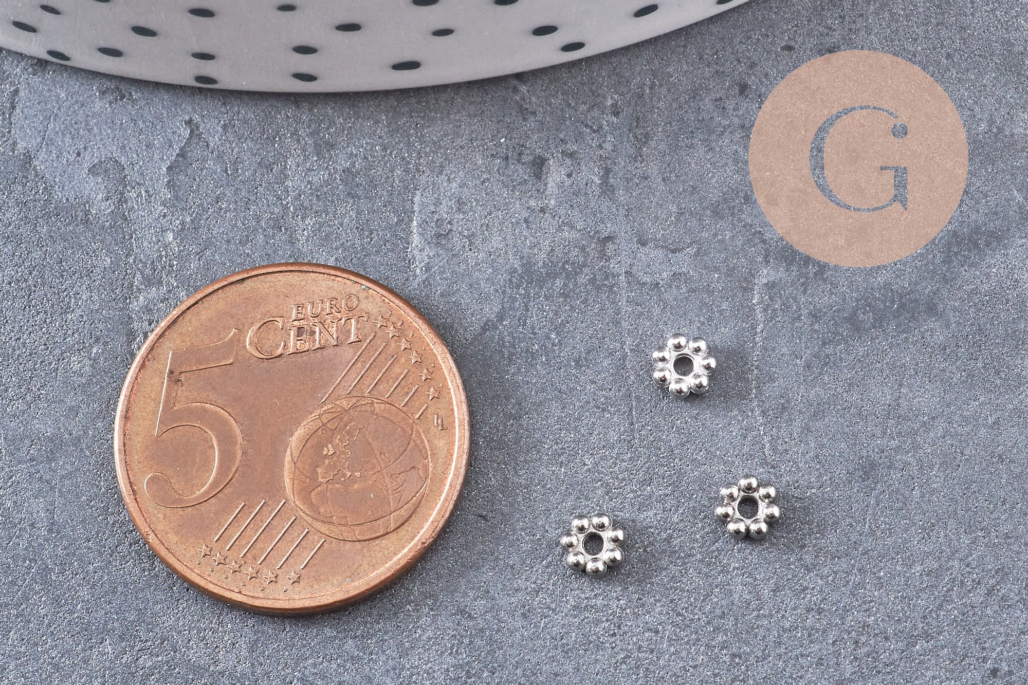 Gingerlily Perles DIY G10904 rondelles fleurs acier platine 4mm x10