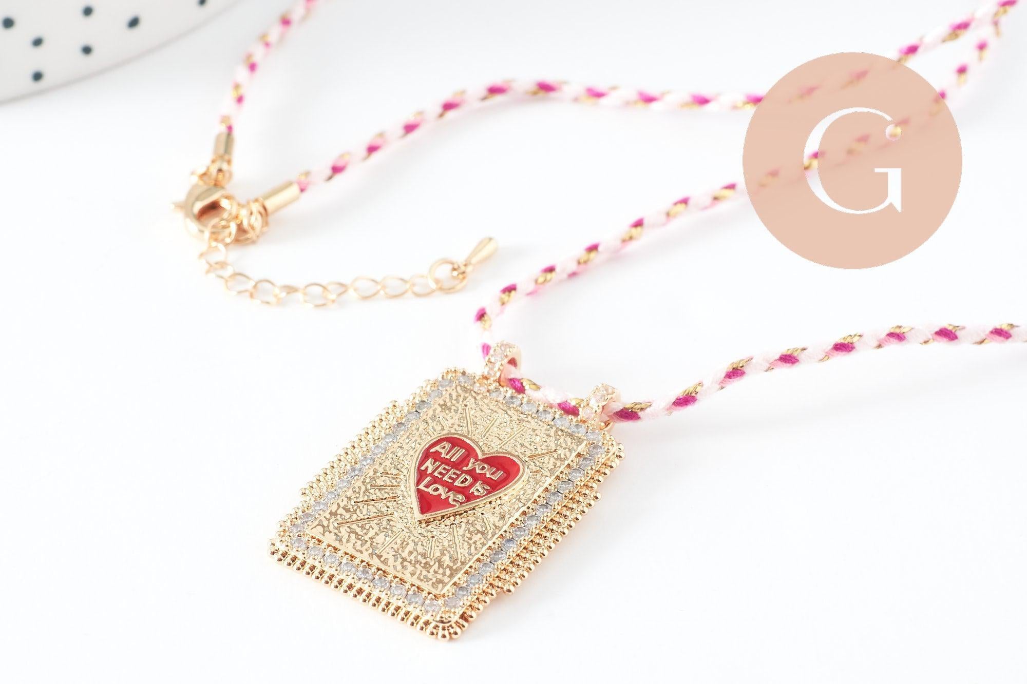 Gingerlily médaille G9568 collier coeur rouge cordon 45 cm
