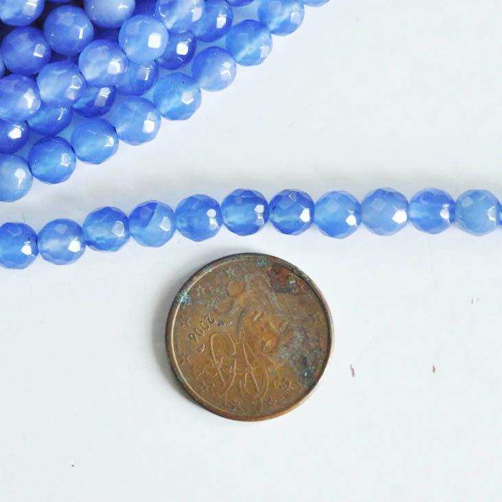 Gingerlily Perle agate bleue G889 facettée 6mm fil 36cm