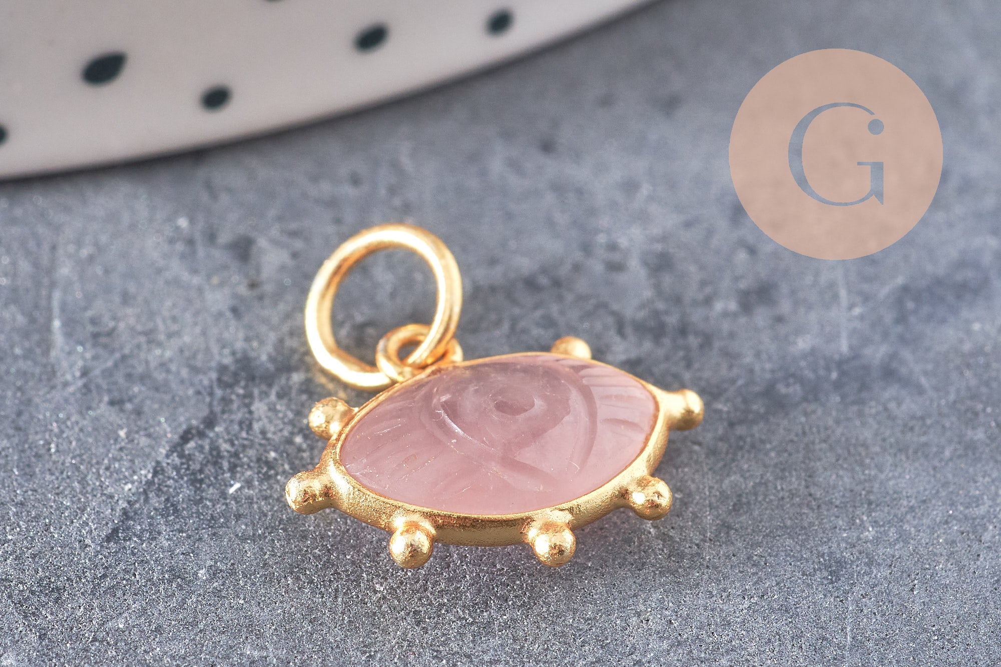 Gingerlily Pendentifs oeil quartz rose argent 925 doré 18K 15mm
